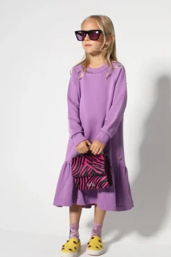 LILAC CREW NECK GATHERED DRESS