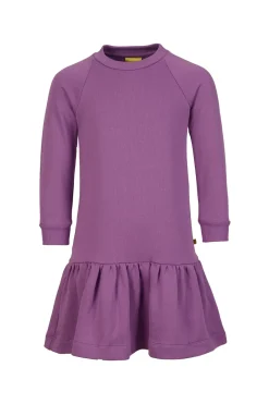 LILAC CREW NECK GATHERED DRESS