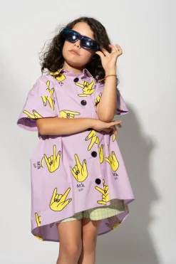 LILAC HANDS PRINT OVERSIZED SHIRT