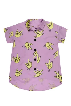 LILAC HANDS PRINT OVERSIZED SHIRT