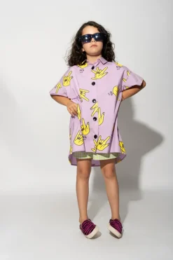 LILAC HANDS PRINT OVERSIZED SHIRT