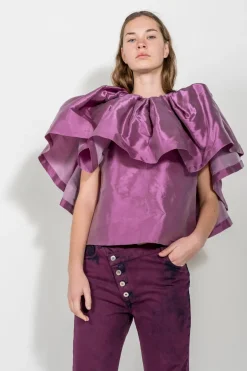 LILAC PLEATED CAPE TOP