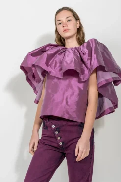 LILAC PLEATED CAPE TOP