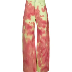 LIME AND RED TIE DYE BOYFRIEND TROUSERS