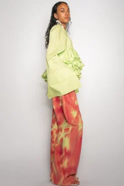 LIME AND RED TIE DYE BOYFRIEND TROUSERS