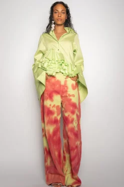 LIME AND RED TIE DYE BOYFRIEND TROUSERS