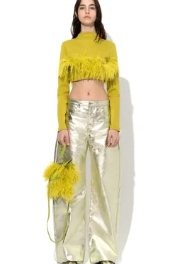 LIME CROPPED FEATHER TOP
