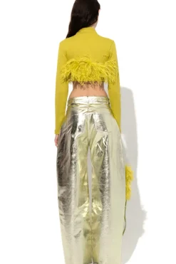 LIME CROPPED FEATHER TOP