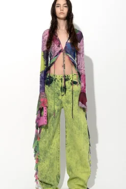 LIME DENIM BOYFRIEND TROUSERS