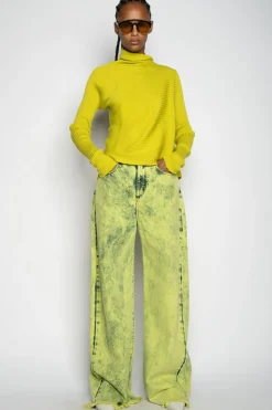 LIME MERINO DRAPED JUMPER