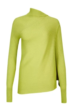 LIME MERINO DRAPED JUMPER