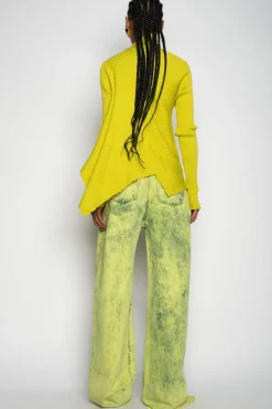 LIME MERINO DRAPED JUMPER