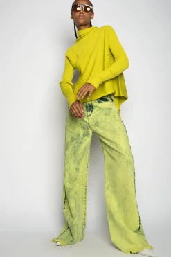 LIME MERINO DRAPED JUMPER