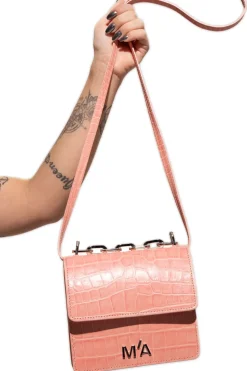 MINI CHAIN BAG IN PINK CROCO