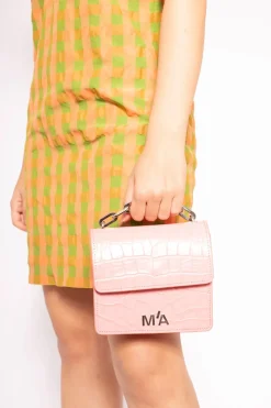 MINI CHAIN BAG IN PINK CROCO