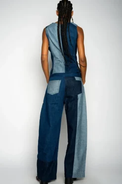 MIXED DENIM BOYFRIEND TROUSERS