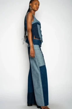 MIXED DENIM BOYFRIEND TROUSERS
