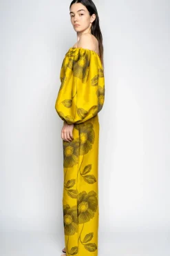 MUSTARD FLORAL BOYFRIEND TROUSERS