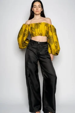 MUSTARD FLORAL OFF SHOULDER TOP