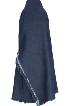NAVY DENIM HALTERNECK MINI DRESS