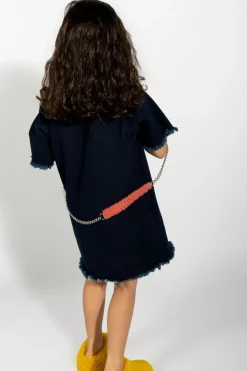 NAVY DENIM OVERSIZED T-SHIRT DRESS