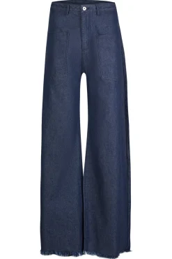 NAVY DENIM PATCH POCKET BOYFRIEND TROUSERS