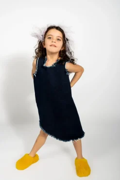 NAVY DENIM SLEEVELESS DRESS