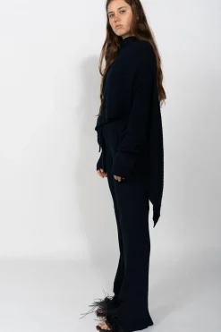 NAVY KNITTED TROUSERS