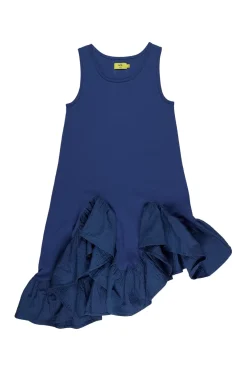 NAVY SLEEVELESS FLOUNCE DRESS