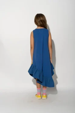 NAVY SLEEVELESS FLOUNCE DRESS