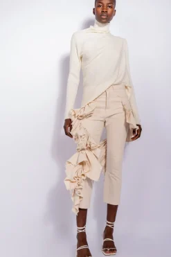 OFF-WHITE DRAPED JUMPER IN MERINO KNIT