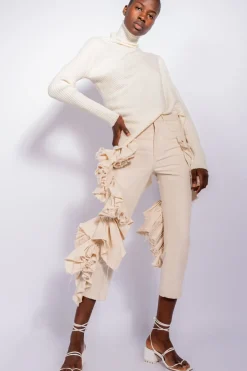 OFF-WHITE DRAPED JUMPER IN MERINO KNIT