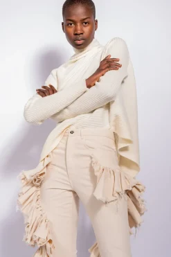 OFF-WHITE DRAPED JUMPER IN MERINO KNIT