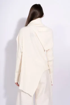 OFF-WHITE DRAPED TURTLENECK JUMPER