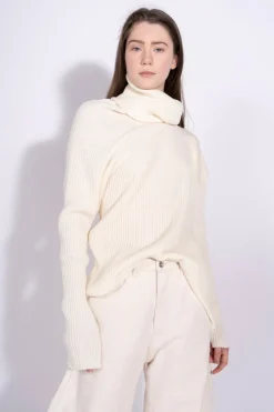 OFF-WHITE DRAPED TURTLENECK JUMPER