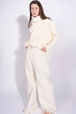 OFF-WHITE DRAPED TURTLENECK JUMPER