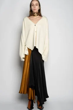 OFF-WHITE MERINO DECONSTRUCTED CARDIGAN