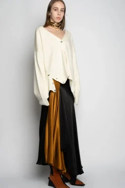 OFF-WHITE MERINO DECONSTRUCTED CARDIGAN