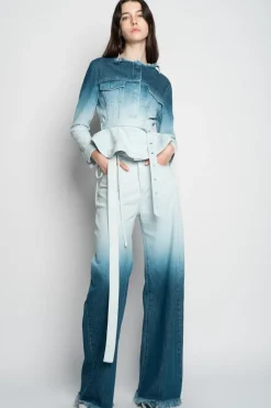 OMBRE DENIM BLUE BOYFRIEND JEANS WITH BELTS