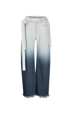 OMBRE DENIM BLUE BOYFRIEND JEANS WITH BELTS