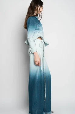 OMBRE DENIM BLUE BOYFRIEND JEANS WITH BELTS
