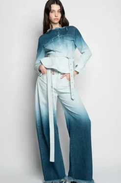 OMBRE DENIM BLUE BOYFRIEND JEANS WITH BELTS