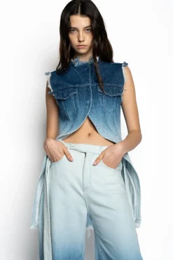 OMBRE DENIM BLUE PUSHED-BACK VEST
