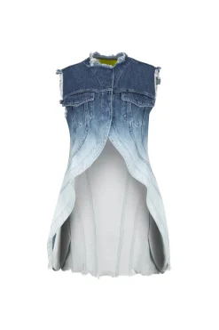 OMBRE DENIM BLUE PUSHED-BACK VEST