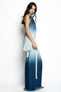 OMBRE DENIM BLUE PUSHED-BACK VEST