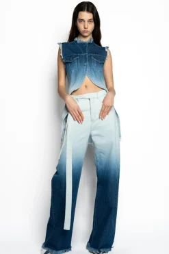 OMBRE DENIM BLUE PUSHED-BACK VEST