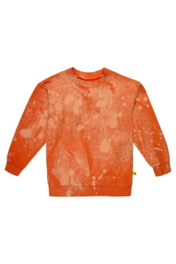ORANGE AND YELLOW SPLATTERED FLEECE CREW NECK