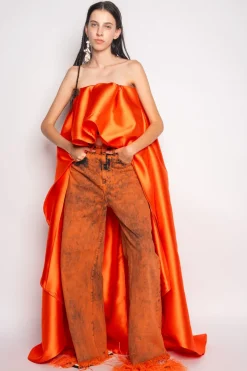 ORANGE DENIM BOYFRIEND TROUSERS