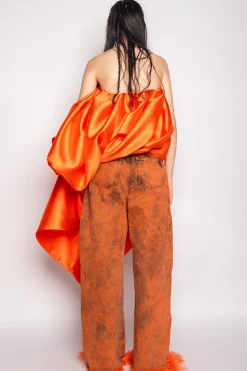 ORANGE DENIM BOYFRIEND TROUSERS