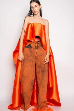 ORANGE DENIM BOYFRIEND TROUSERS